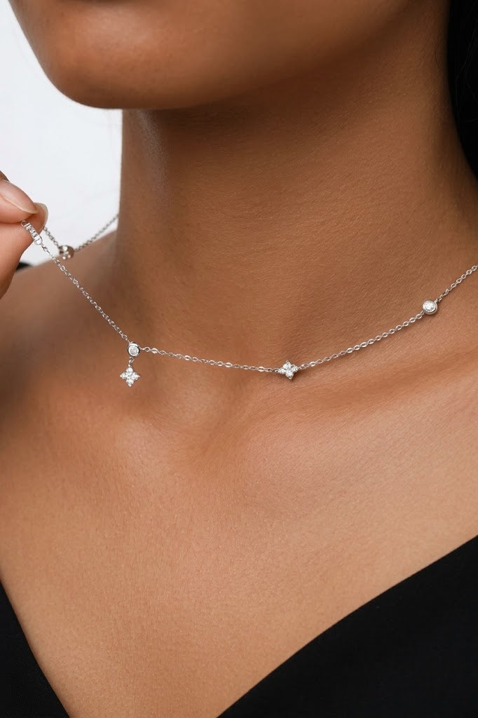 Sahara Moissanite Link Crystal Necklace