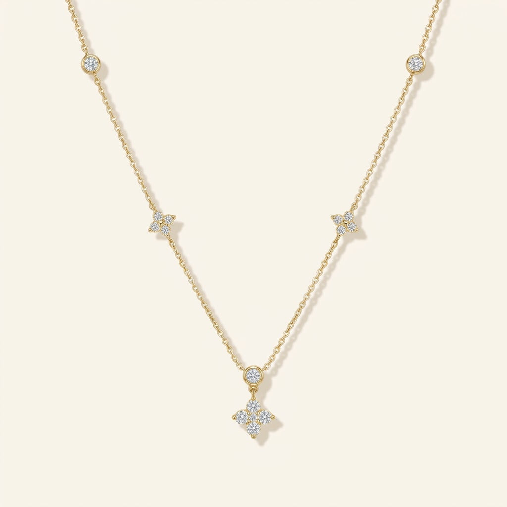 Sahara Moissanite Link Crystal Necklace