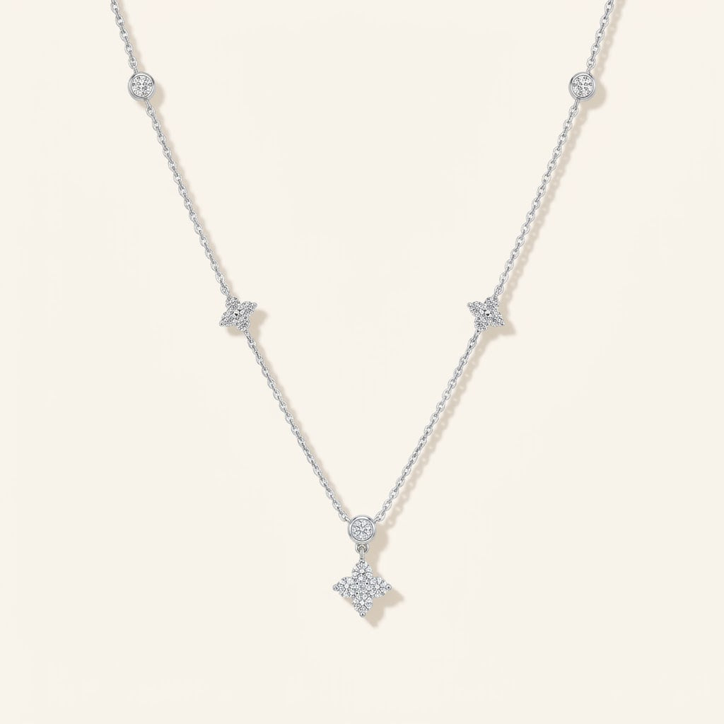 Sahara Moissanite Link Crystal Necklace