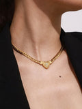 Sofia Chunky Crystal Heart Chain Necklace