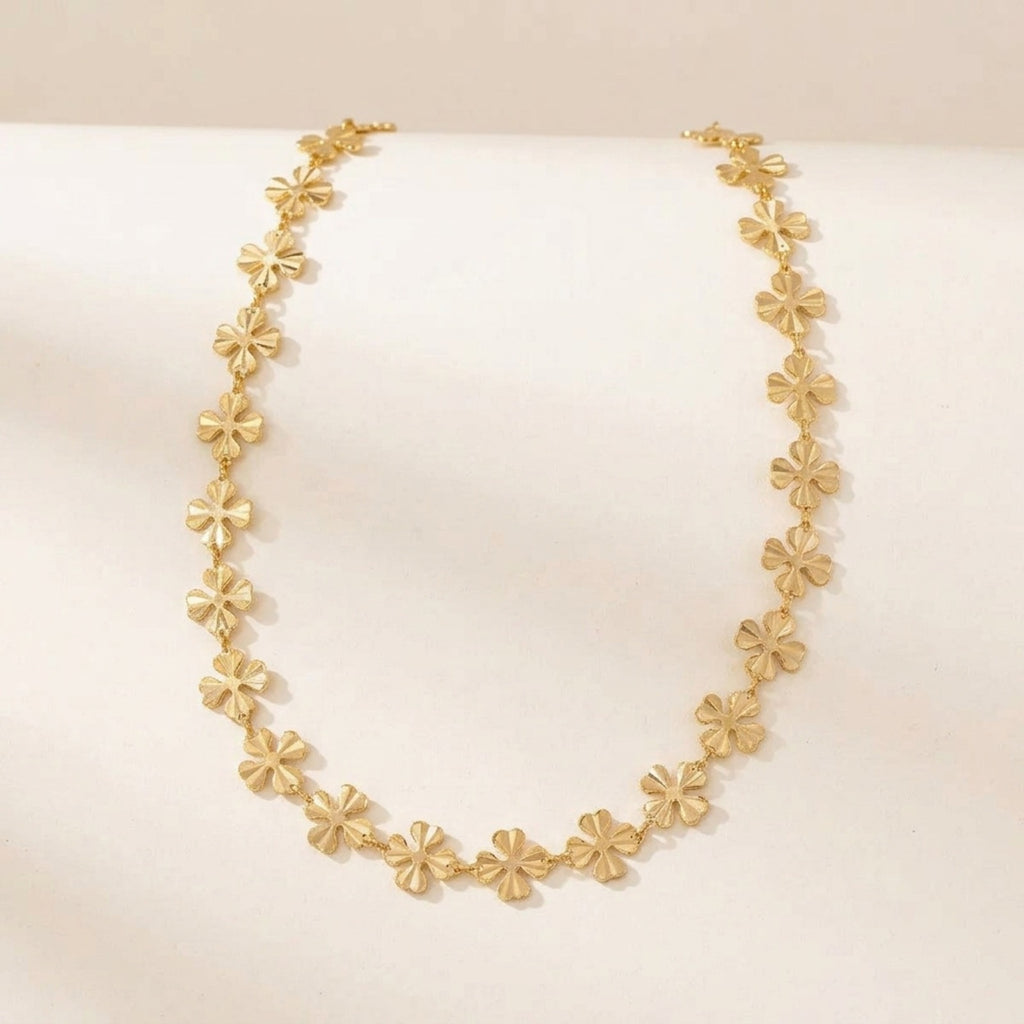 Oaxaca Four Leaf Clover Flower Chain Necklace