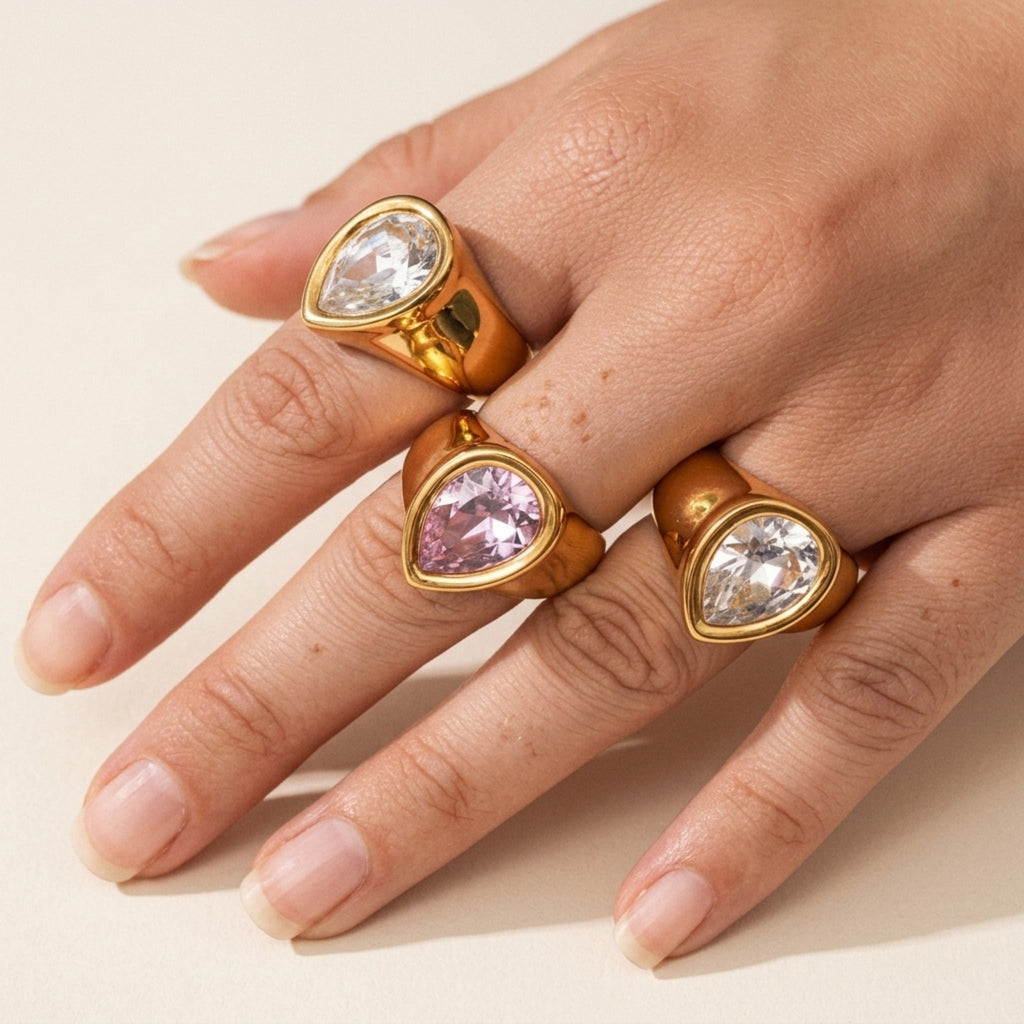 Loimata Teardrop Crystal Ring