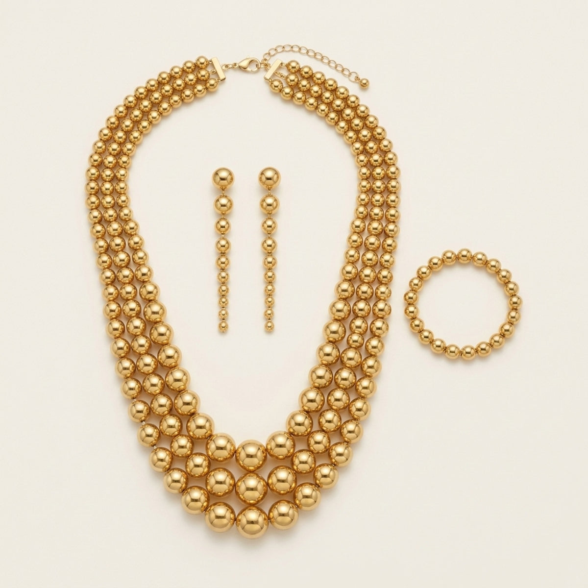 Daya Beaded Multi-Layered Necklace Bracelet Earrings Jewelry Set