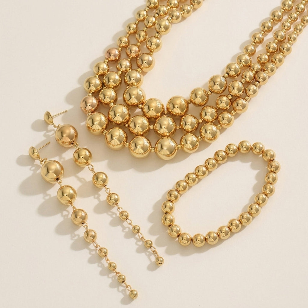 Daya Beaded Multi-Layered Necklace Bracelet Earrings Jewelry Set