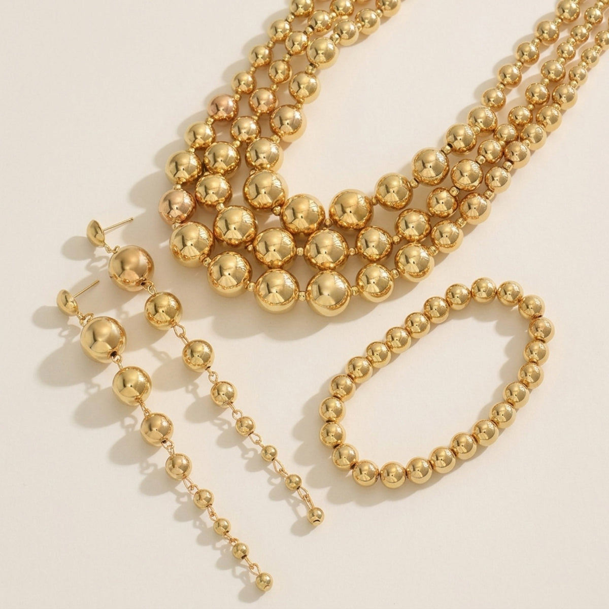 Daya Beaded Multi-Layered Necklace Bracelet Earrings Jewelry Set