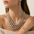 Daya Beaded Multi-Layered Necklace Bracelet Earrings Jewelry Set