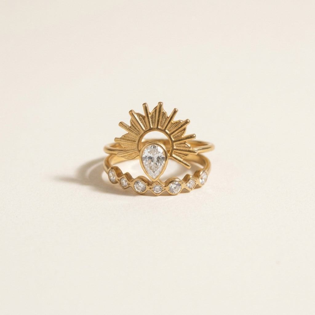 Aurélie 3 Piece Sunburst Crown Ring