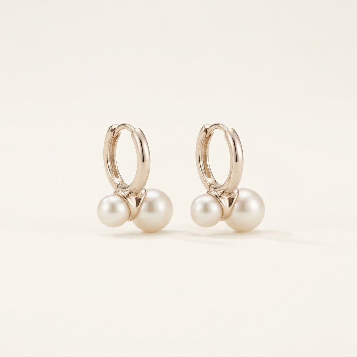 Perla Double Pearl Hoops