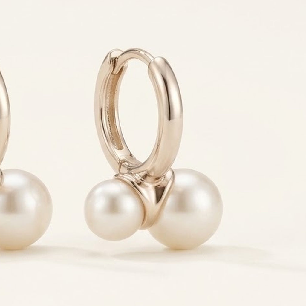 Perla Double Pearl Hoops