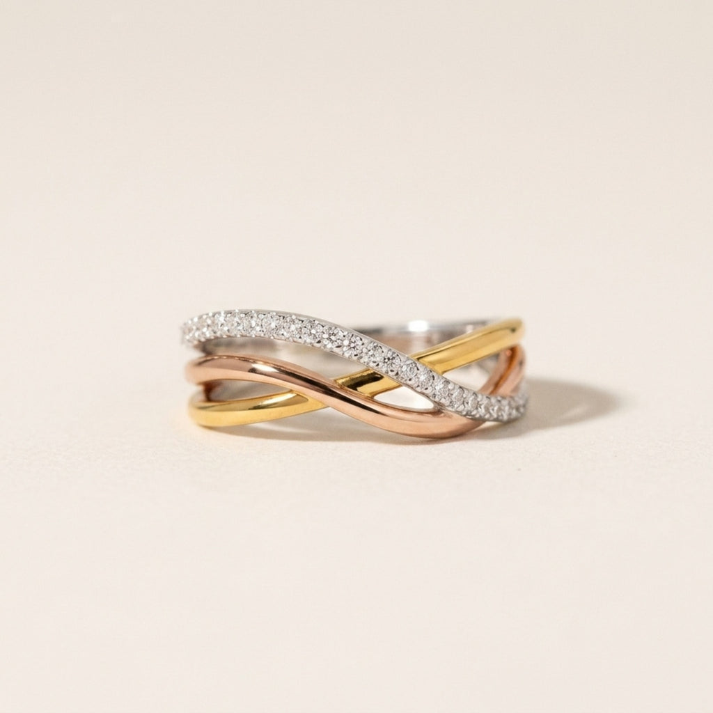 Havana Crisscross Crystal Band Ring