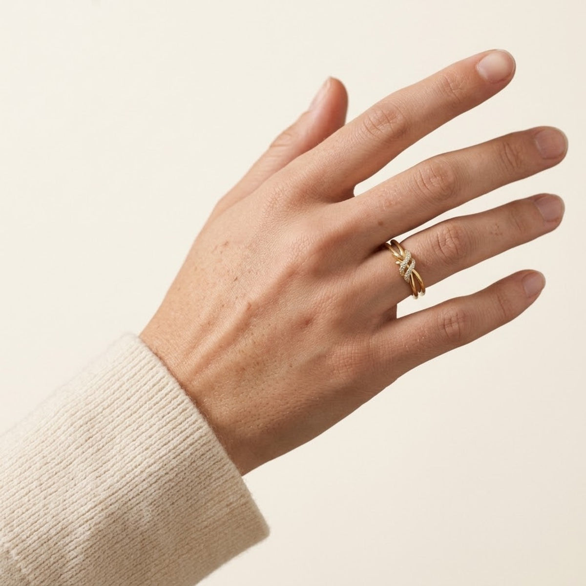 Oriana Inlaid Wrapped Knot Ring