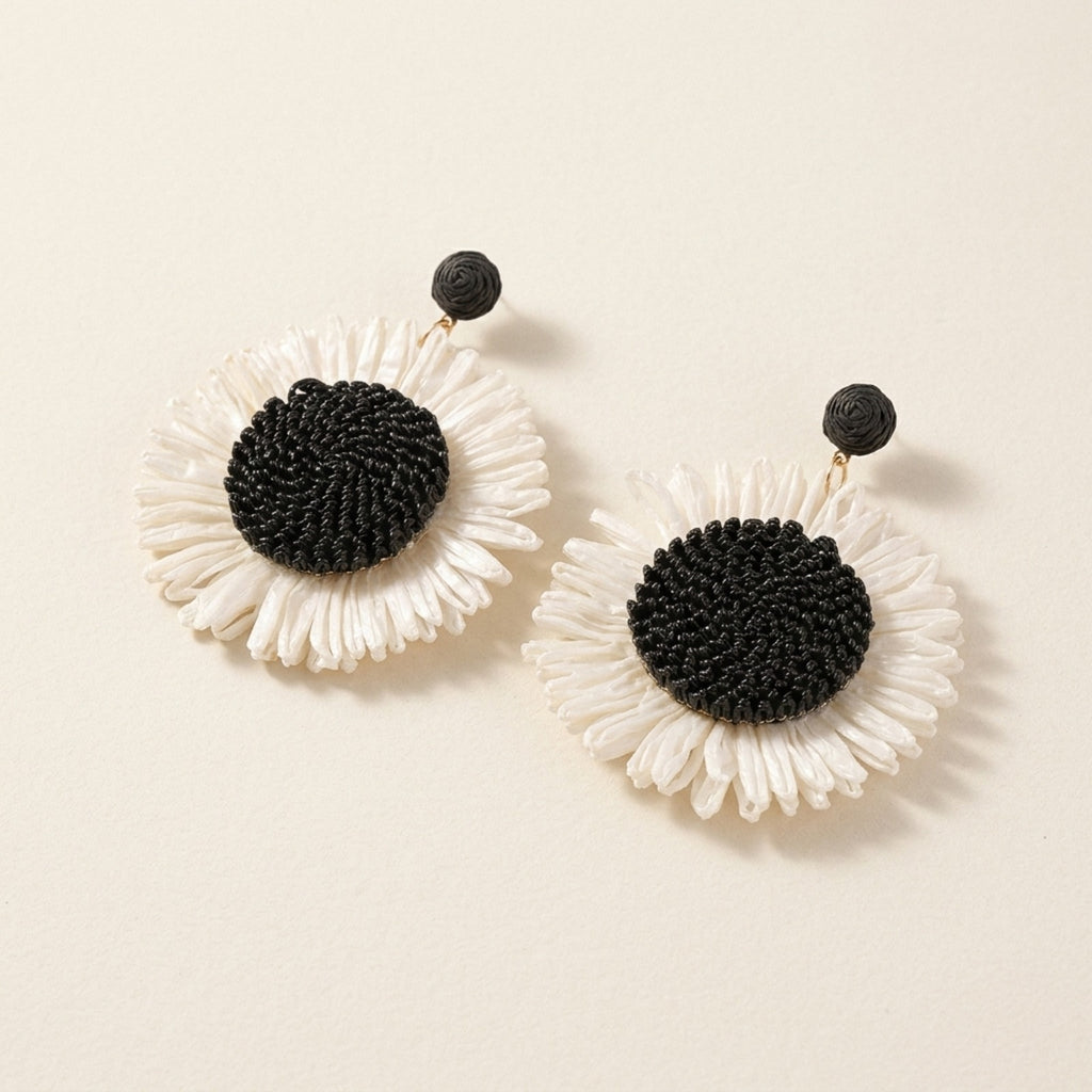Heliana Sunflower Rattan Earrings