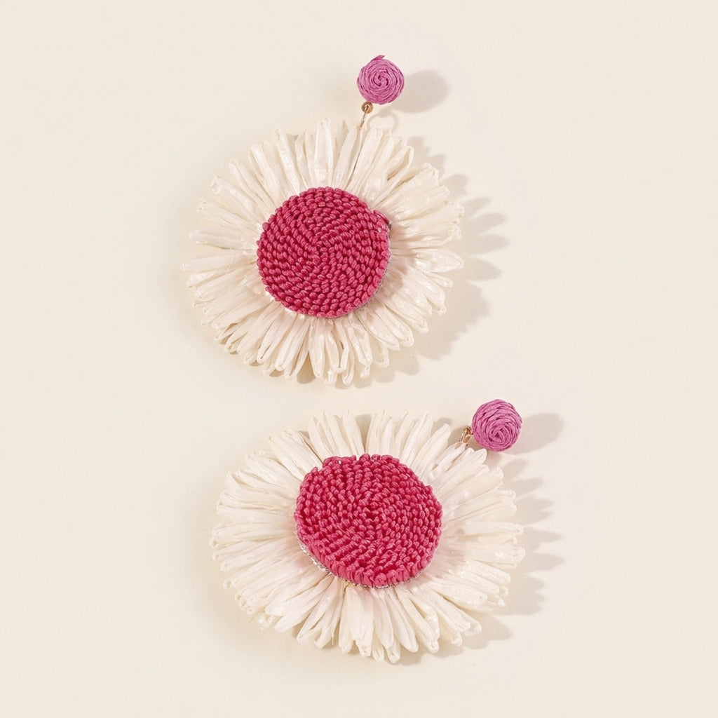 Heliana Sunflower Rattan Earrings