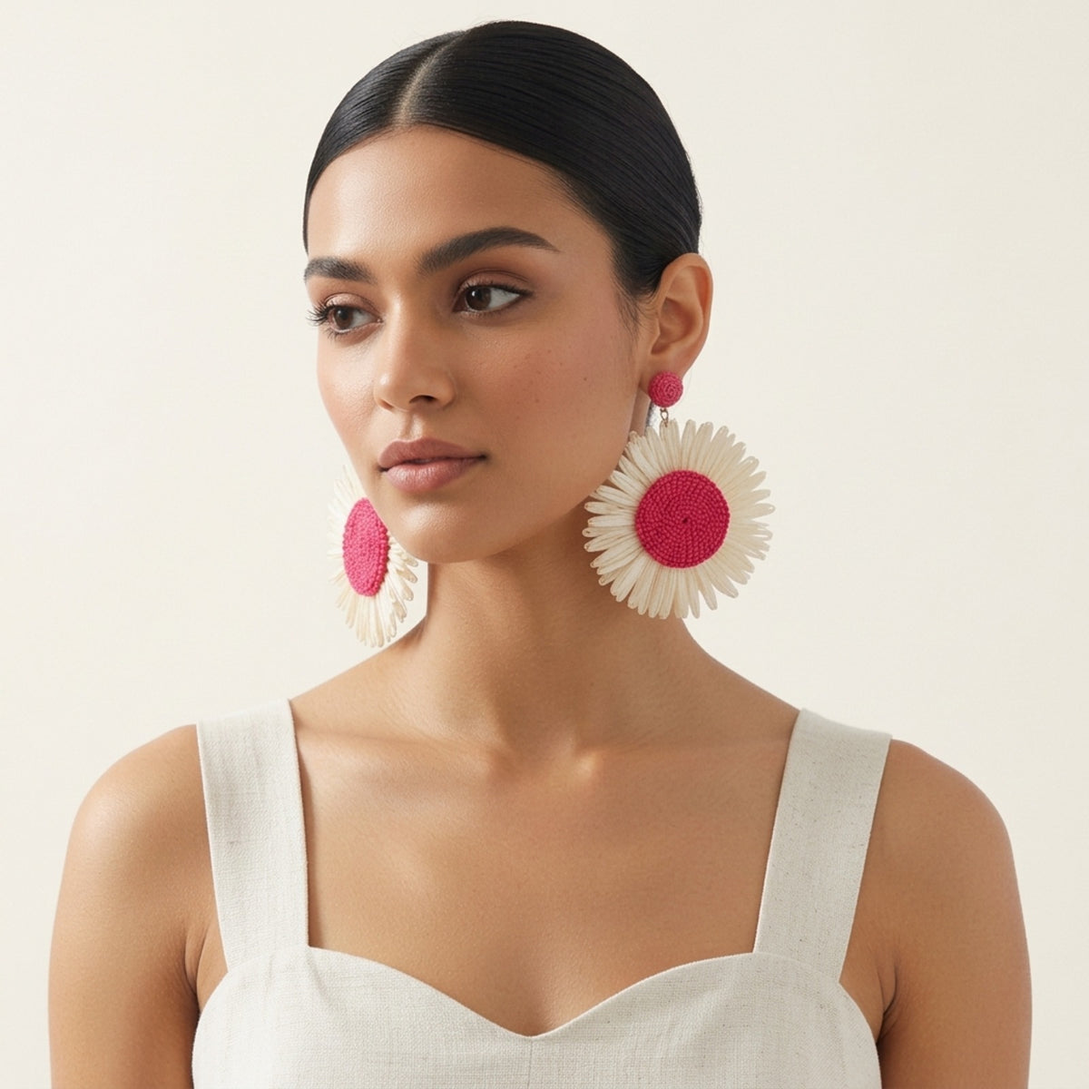 Heliana Sunflower Rattan Earrings