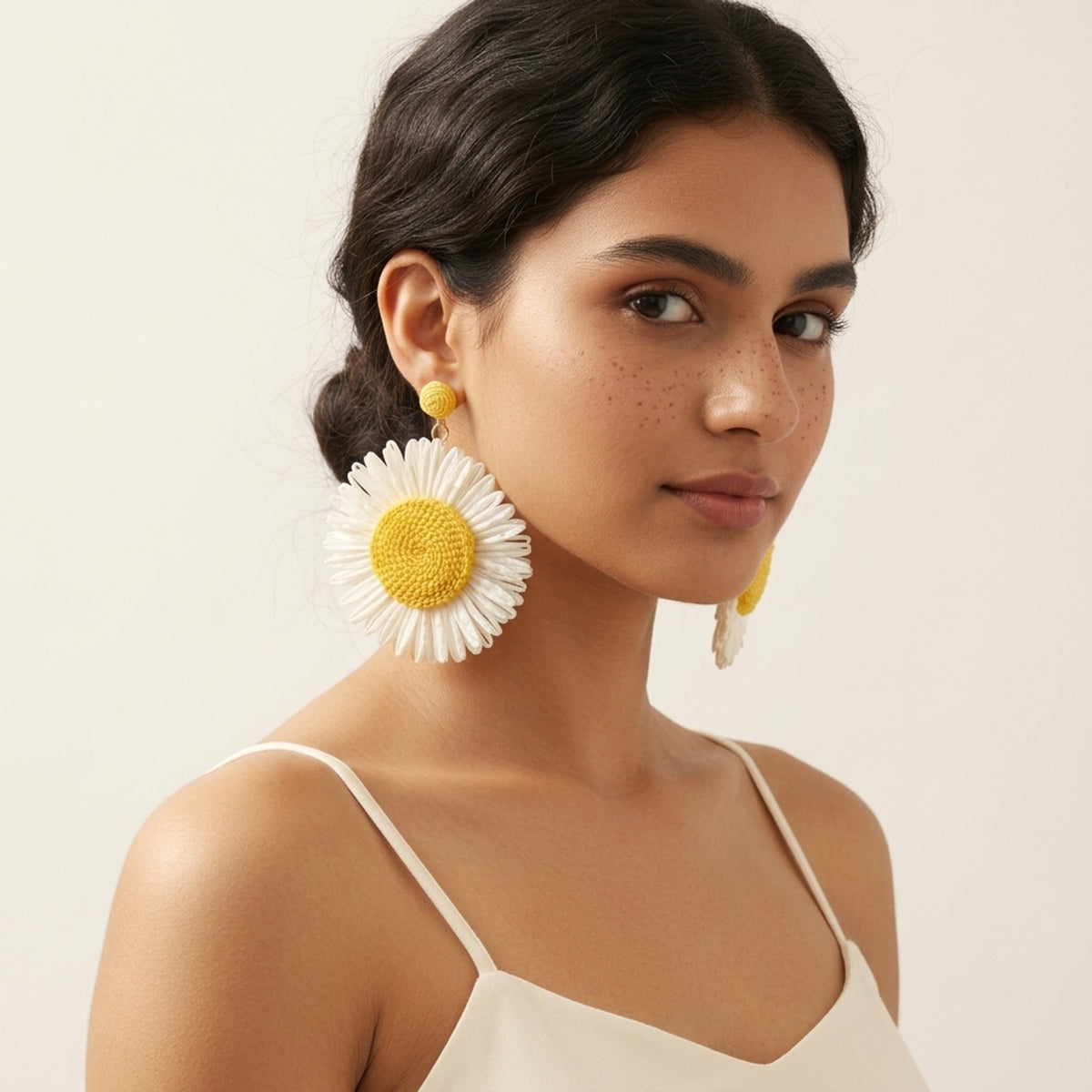 Heliana Sunflower Rattan Earrings