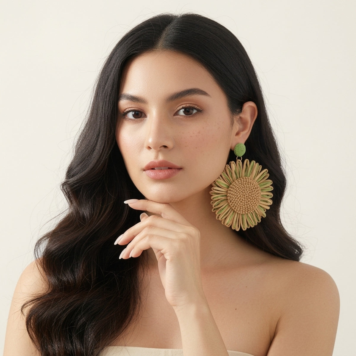 Heliana Sunflower Rattan Earrings