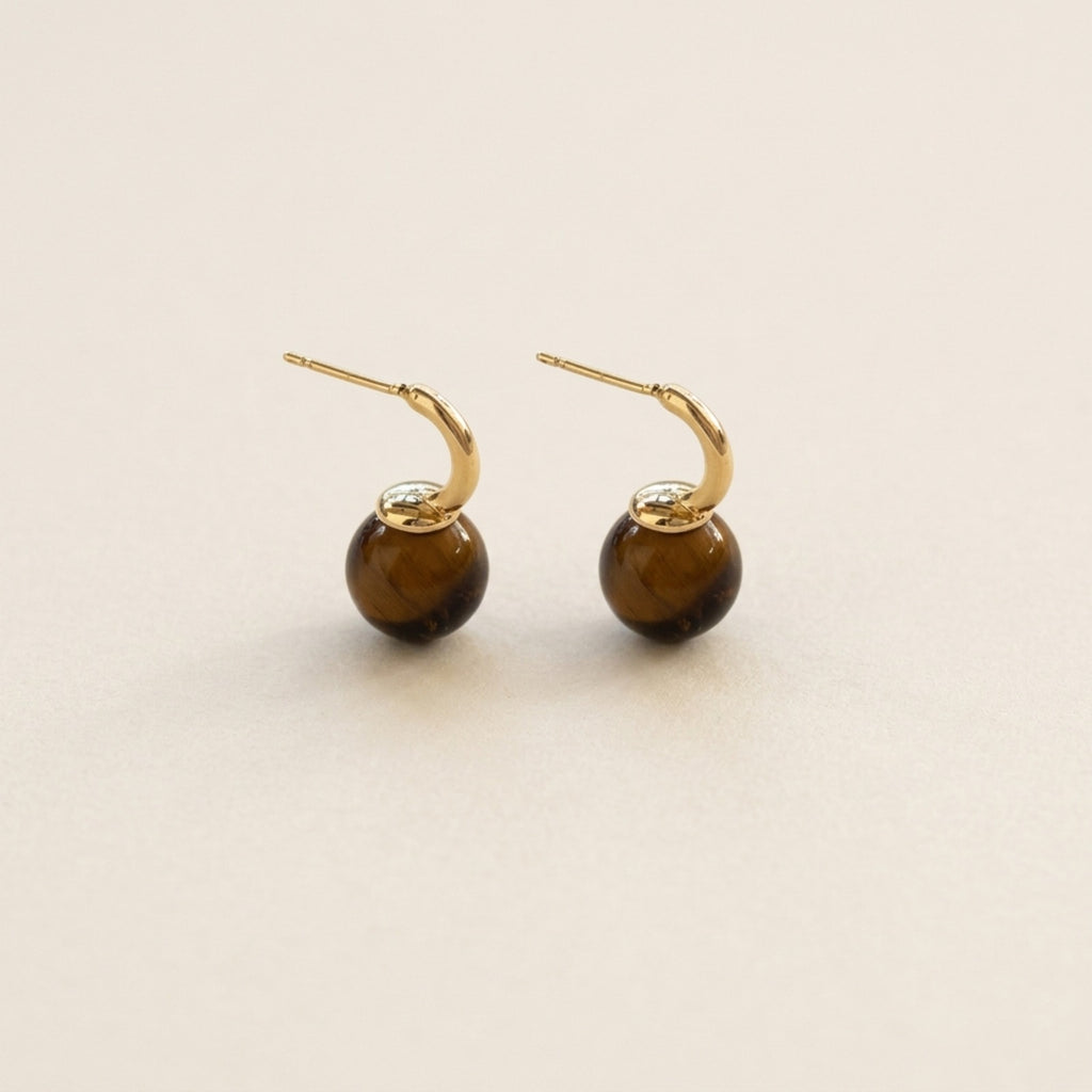 Ophelia Tiger Eye Ball Drop Earrings