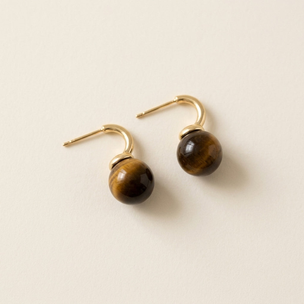 Ophelia Tiger Eye Ball Drop Earrings