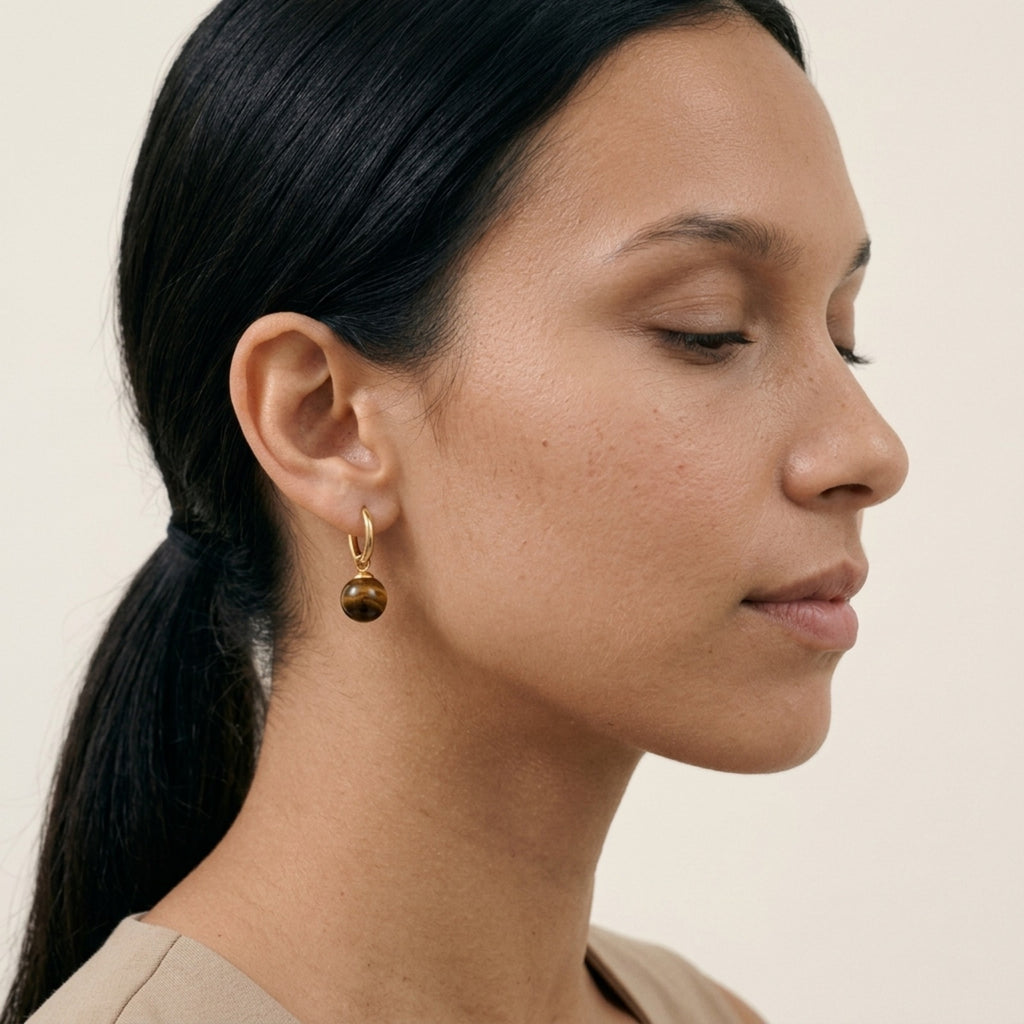 Ophelia Tiger Eye Ball Drop Earrings