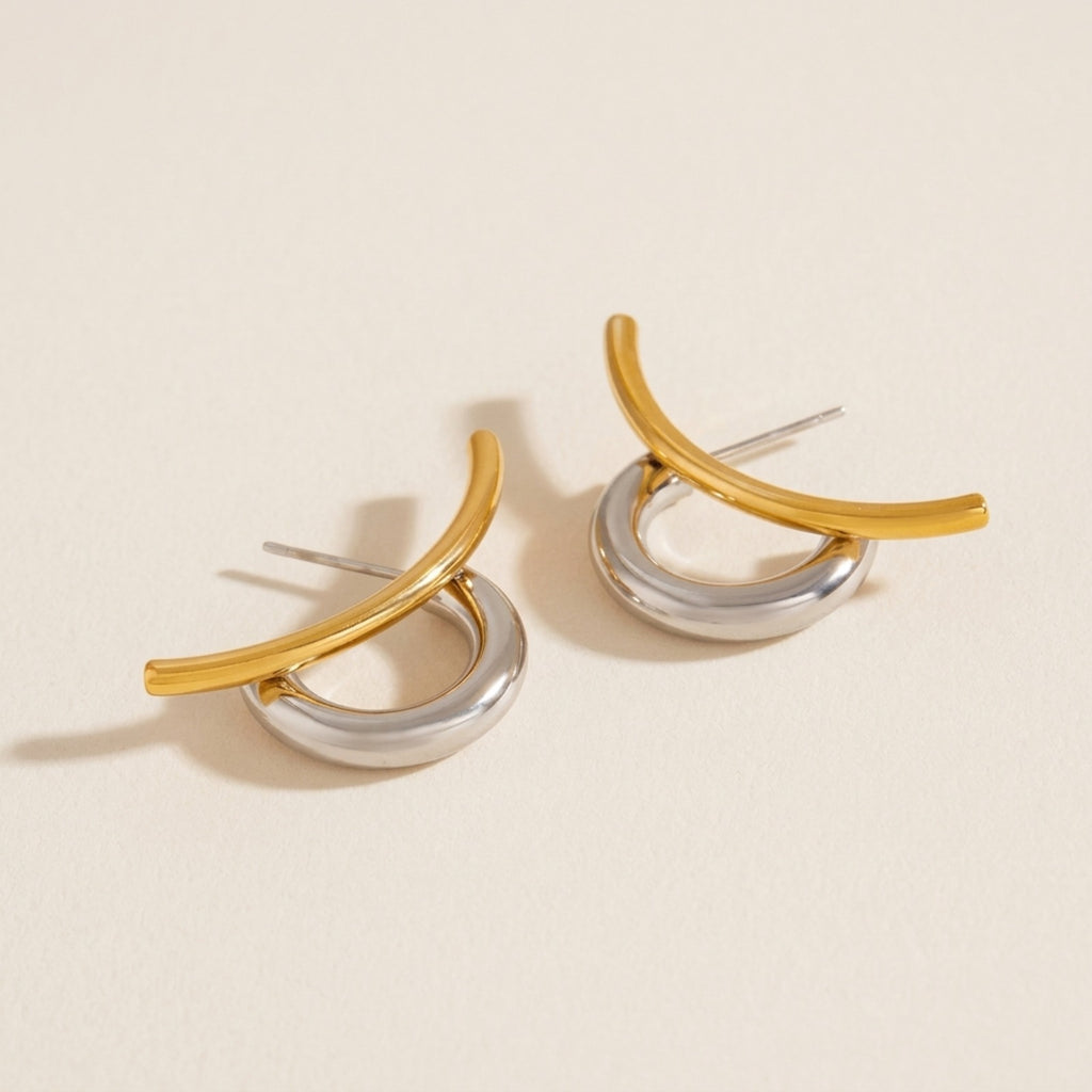Giza Two-Tone C-Hoop Earrings