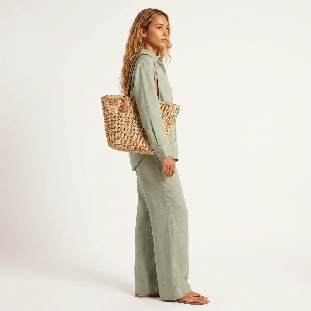 Dara Woven Straw Shoulder Bag