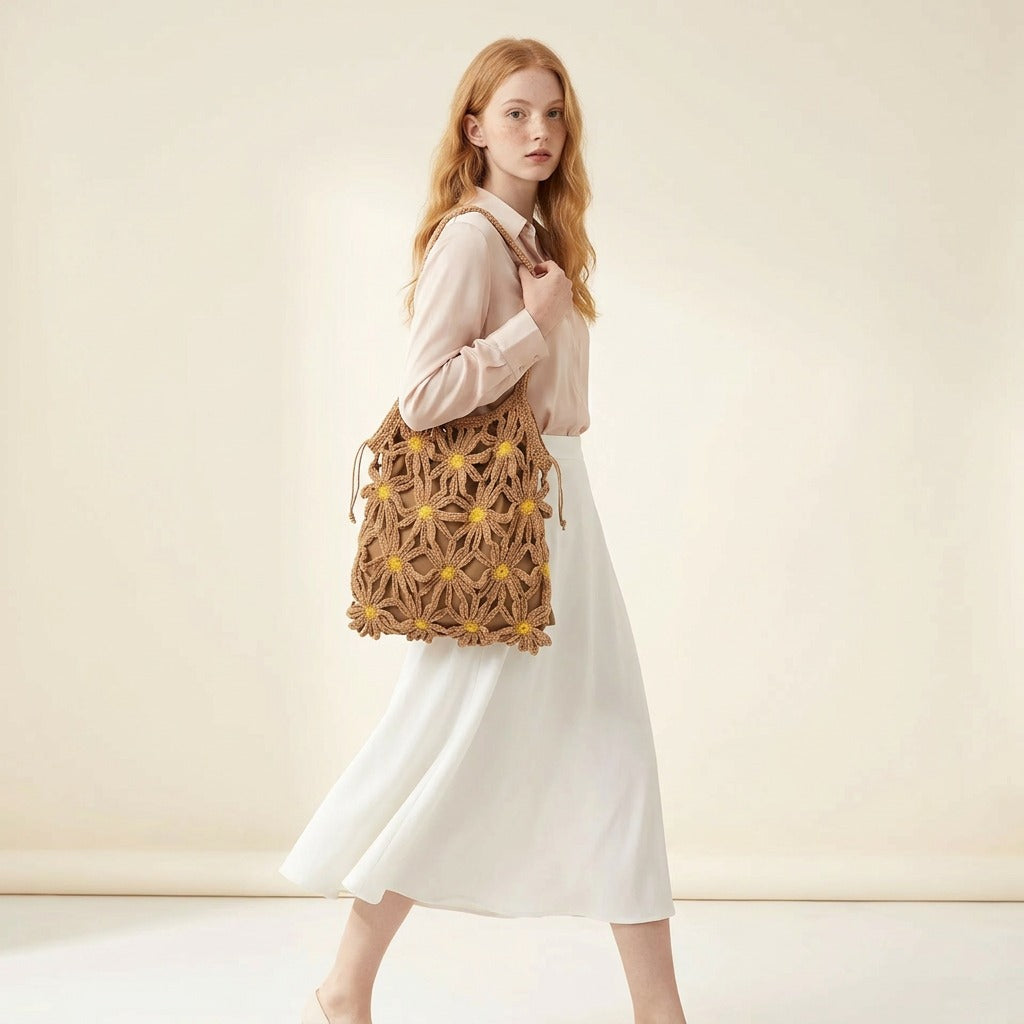 Deniz Crochet Daisy Shoulder Bag