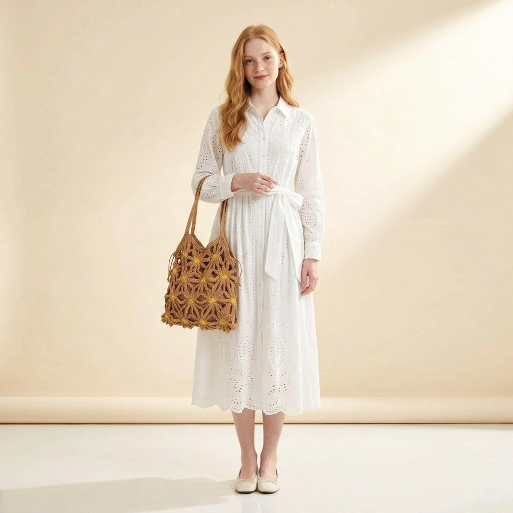 Deniz Crochet Daisy Shoulder Bag