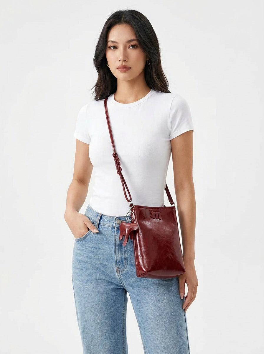 Astra Minimalist Crossbody Bag with Elephant Charm