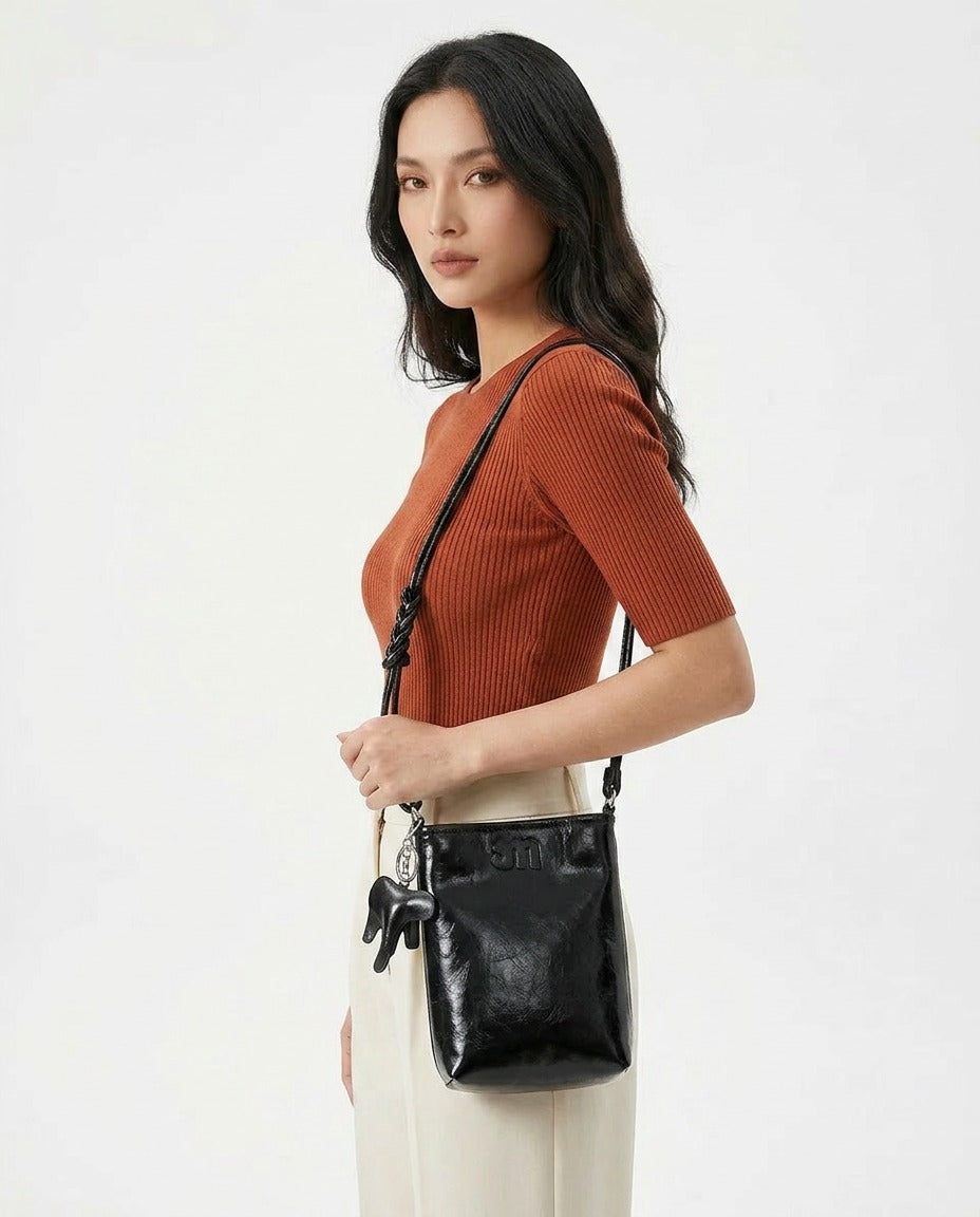 Astra Minimalist Crossbody Bag with Elephant Charm