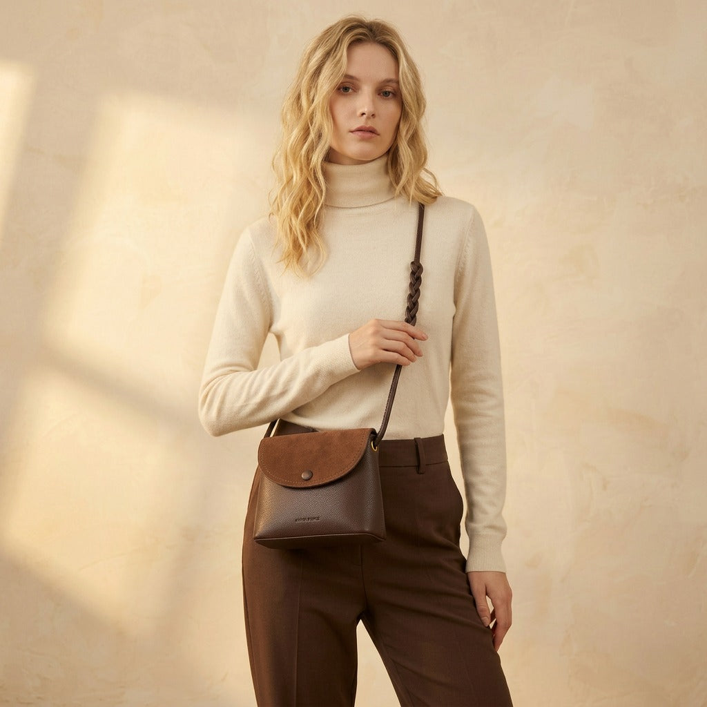 Morena Braided Handle Flap Crossbody Bag