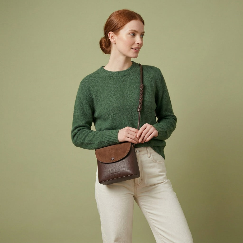 Morena Braided Handle Flap Crossbody Bag