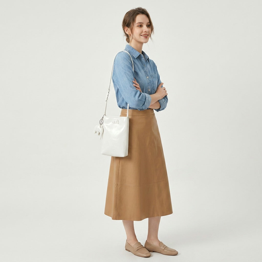 Astra Minimalist Crossbody Bag with Elephant Charm