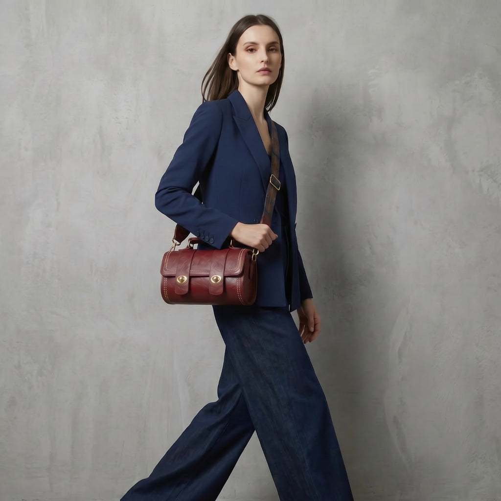 Esmeray Vintage Barrel Crossbody Bag with Charm