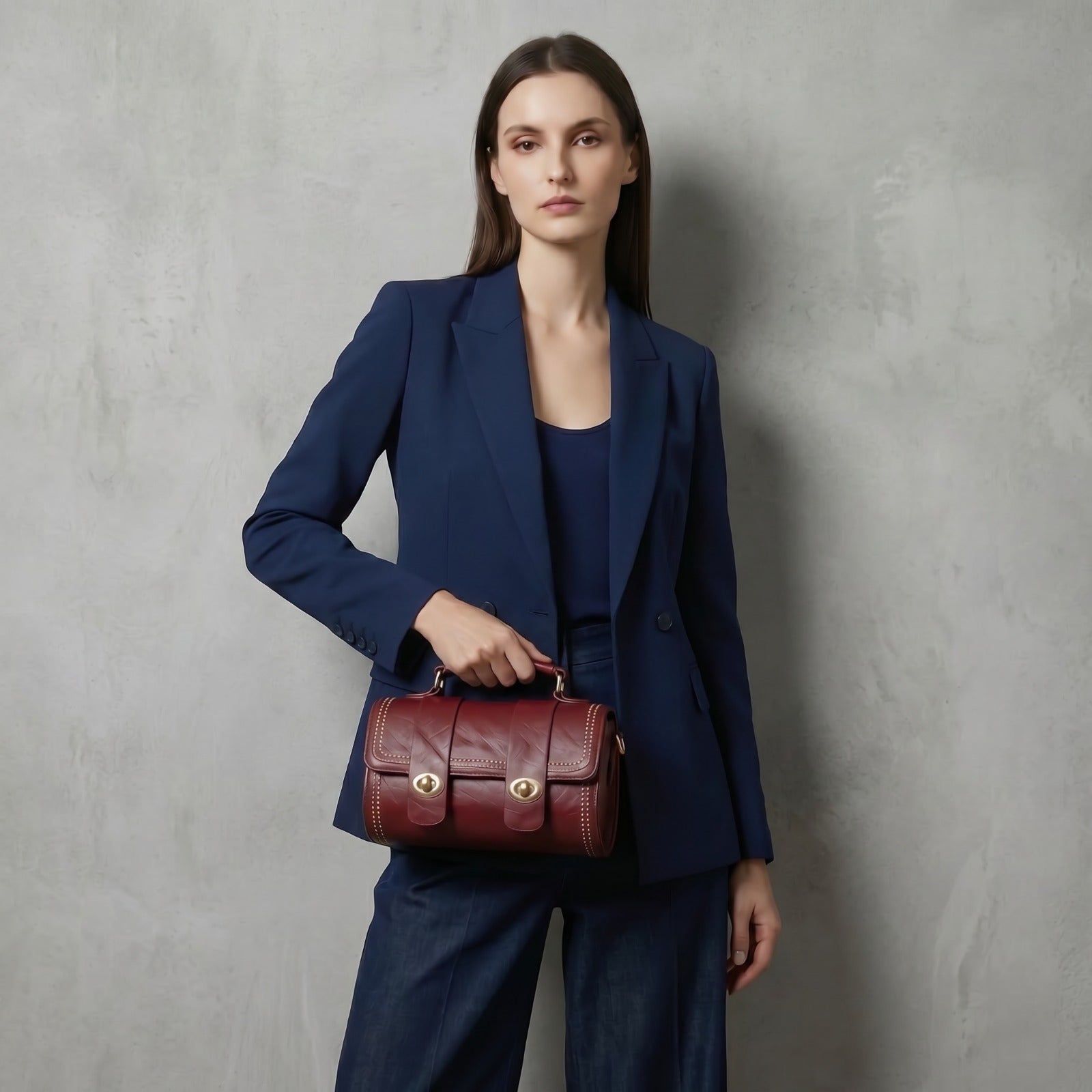 Esmeray Vintage Barrel Crossbody Bag with Charm