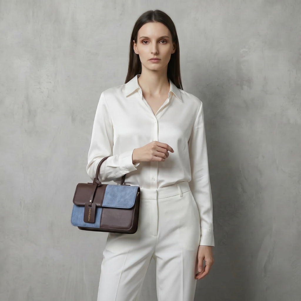 Nova Two-Tone Leather Crossbody Bag