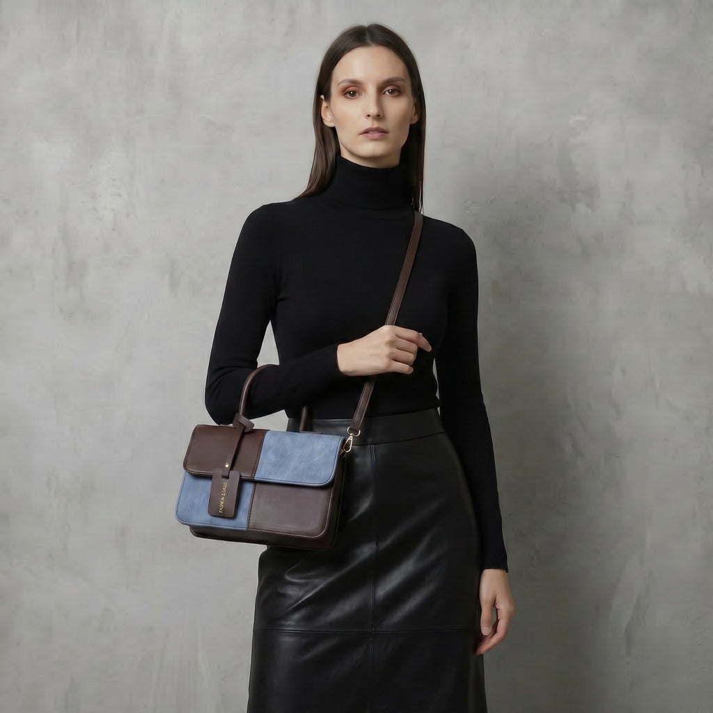 Nova Two-Tone Leather Crossbody Bag