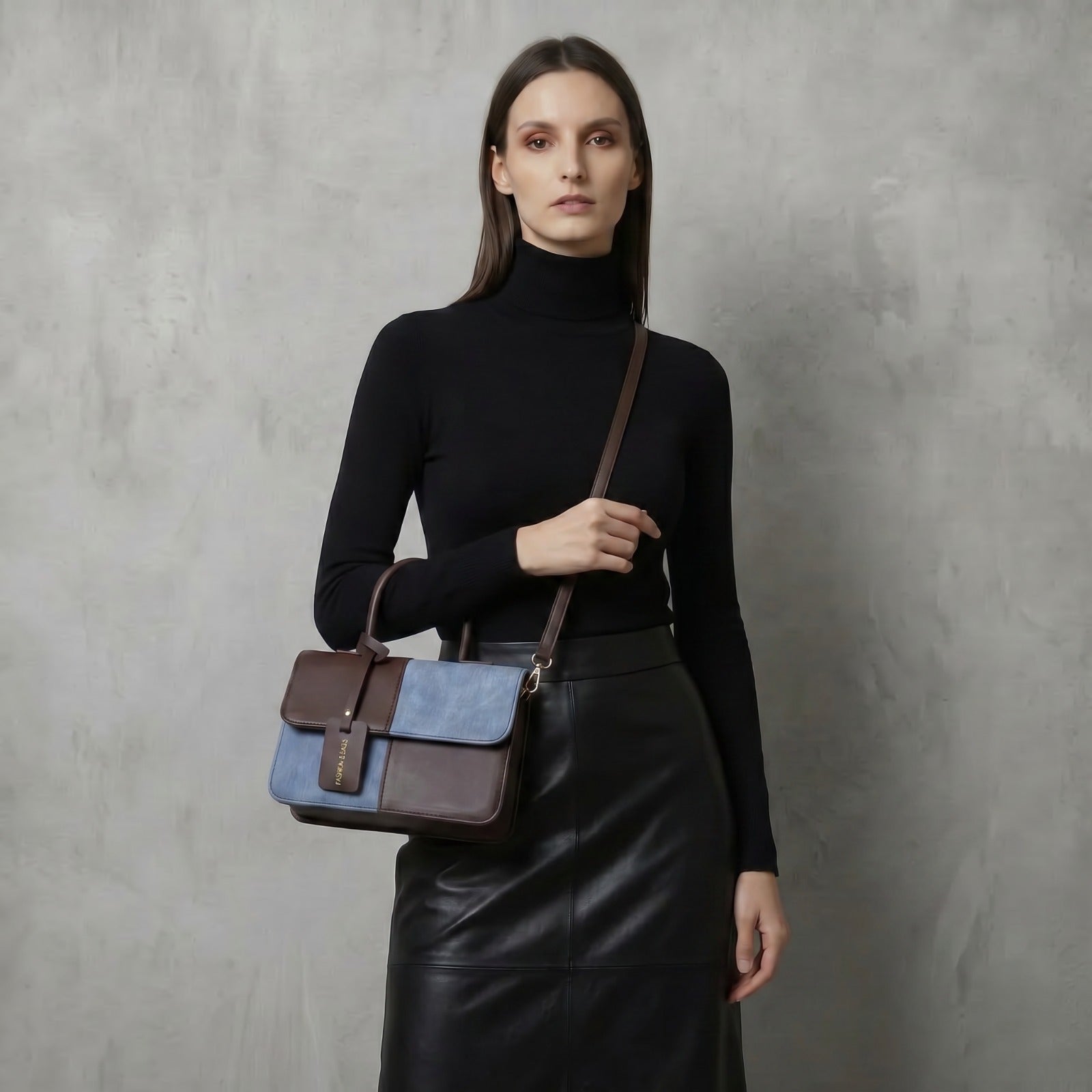 Nova Two-Tone Leather Crossbody Bag