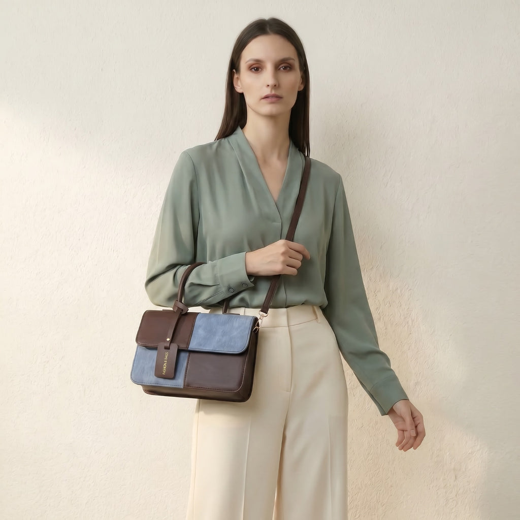 Nova Two-Tone Leather Crossbody Bag