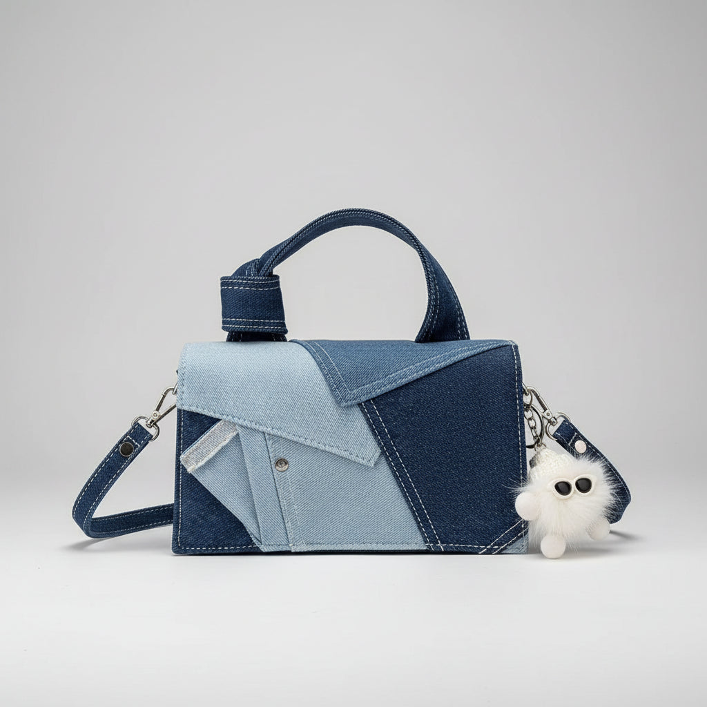 Mazarine Denim Patchwork Crossbody Bag