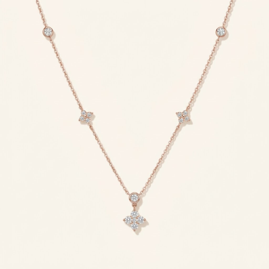 Sahara Moissanite Link Crystal Necklace